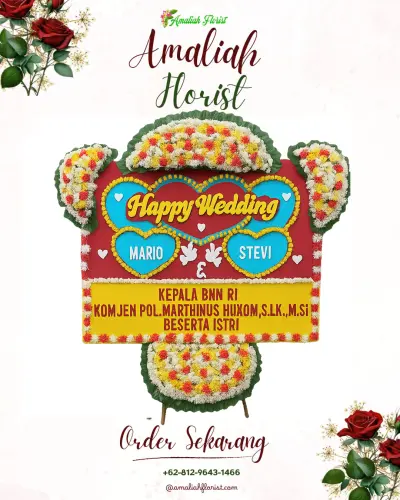 Karangan Papan Bunga Pernikahan di Gandus